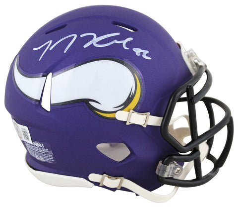Vikings T.J. Hockenson Authentic Signed Speed Mini Helmet BAS Witnessed