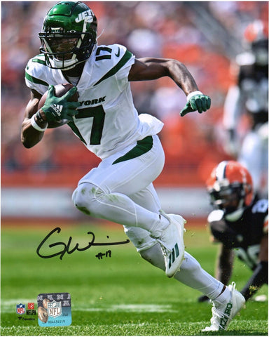 Garrett Wilson New York Jets Autographed 8"x 10" White Running Photograph