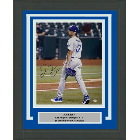 Framed Autographed/Signed Joe Kelly Pouty Face LA Dodgers 16x20 Photo PSA COA