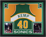 Shawn Kemp Signed Seattle Supersonics 35"x 43" Framed Jersey (Beckett COA)