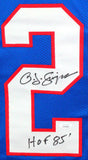 OJ Simpson Autographed Blue Pro Style Jersey w/ HOF- JSA W *Black