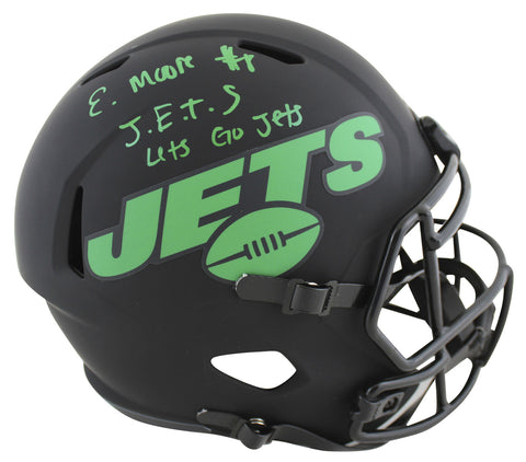 Jets Elijah Moore "Lets Go Jets" Signed Eclipse Full Size Speed Rep Helmet BAS W