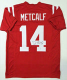 DK Metcalf Autographed Red College Style Jersey - Beckett W Auth *4