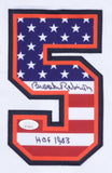 Brooks Robinson Signed Orioles Highlight Stat USA Jersey Insc HOF 1983 (JSA COA)