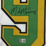 FRAMED Autographed/Signed MIKE MODANO 33x42 White Hockey Jersey Beckett COA