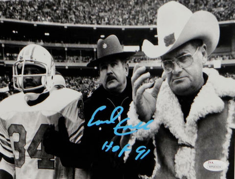 Earl Campbell Signed Oilers 8x10 Photo w/ Bum Phillips w/ HOF-JSA W Auth *LtBlue