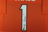 JA'MARR CHASE (Bengals orange TOWER) Signed Autographed Framed Jersey Beckett