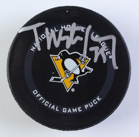 Tristan Jarry Signed Penguins Logo Hockey Puck (JSA COA) Pittsburgh Goaltender