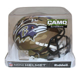 Ray Lewis Autographed Baltimore Ravens Camo Speed Mini Helmet Beckett 37457