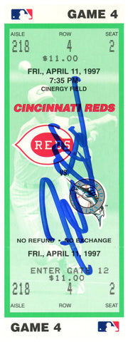 Deion Sanders Signed Cincinnati Reds 4/11/1997 vs Marlins Ticket BAS 37192