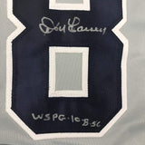 Framed Autographed/Signed Don Larsen Inscribed 33x42 NY Grey Jersey Beckett COA