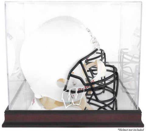 Badgers Mahogany Helmet Display Case with Mirrored Back-Fanatics