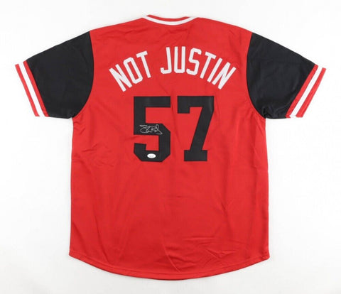 Shane Bieber Signed Cleveland Indians "Not Justin" Player Weekend Jersey JSA COA