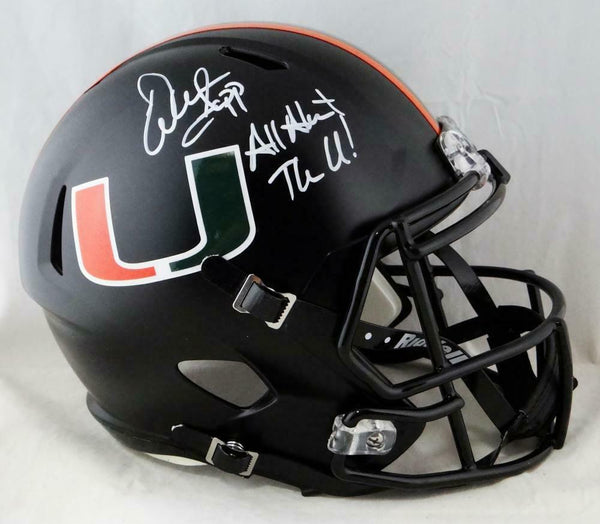 Warren Sapp Signed F/S Miami Hurricanes Black Speed Helmet W/ Insc- Beckett Auth