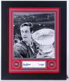 Jean Beliveau Signed Canadiens 19x23 Custom Framed Jersey Cut Display (JSA COA)