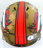 John Elway Autographed Denver Broncos Camo Mini Helmet- Beckett W Hologram *W