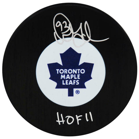 Doug Gilmour Signed Toronto Maple Leafs Logo Hockey Puck w/HOF'11 (SCHWARTZ COA)