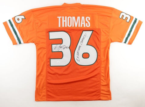Lamar Thomas Signed Miami Hurricanes Jersey (JSA COA) 8 Year Veteran NFL W.R.