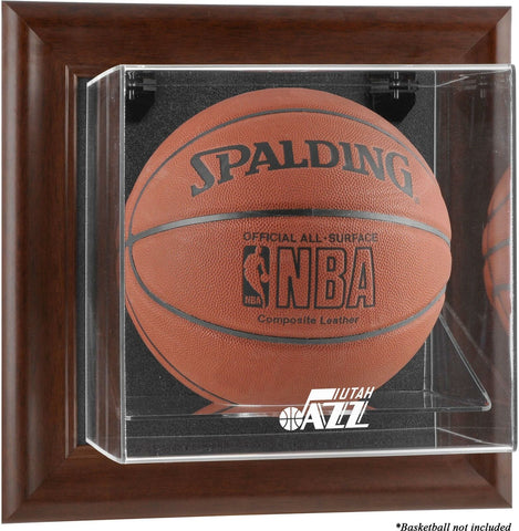 Utah Jazz Brown Framed Wall-Mounted Team Logo Basketball Display Case