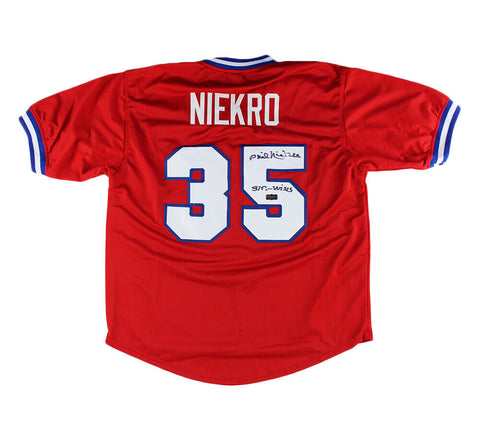 Phil Niekro Signed Atlanta Custom Red Jersey - "318 Wins" Inscription