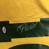 FRAMED Autographed/Signed PELE 33x42 Brazil Yellow Soccer Jersey PSA/DNA COA #2