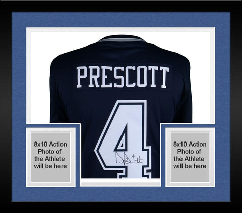 Framed Dak Prescott Dallas Cowboys Autographed Blue Nike Limited Jersey