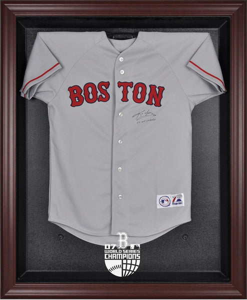 Boston Red Sox 2007 WS Champs Mahogany Framed Logo Jersey Display Case