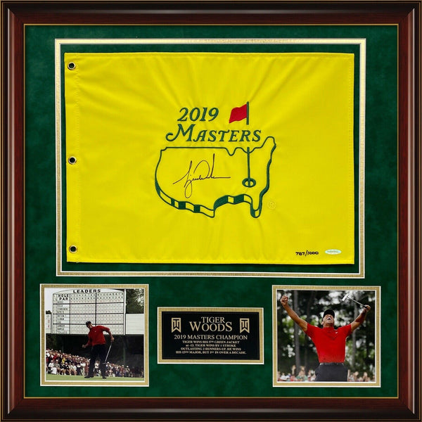 Tiger Woods Signed Autographed 2019 Masters Flag /1000 Framed to 24x24 UDA COA