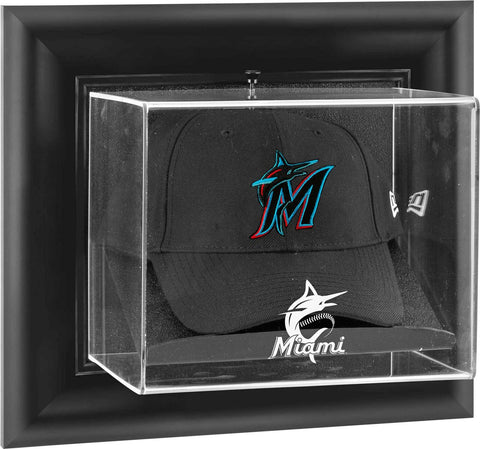 Miami Marlins Black Framed Wall-Mounted 2019 Logo Cap Display Case - Fanatics