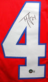 Ty Law Autographed Red Pro Style Jersey-Beckett W Hologram *Black