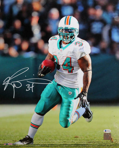 Ricky Williams Signed Miami Dolphins 16x20 HM Running Photo - Beckett W Auth