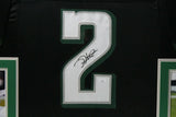 JALEN HURTS (Eagles black SKYLINE) Signed Autographed Framed Jersey JSA