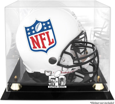Super Bowl 50 Golden Classic Helmet Logo Display Case-Fanatics