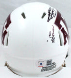 Johnny Manziel Autographed TX A&M White Speed Mini Helmet w/2Insc.-BeckettW Holo