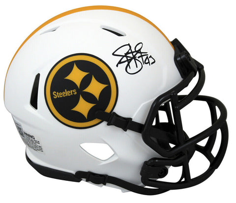 Troy Polamalu Autographed Pittsburgh Steelers Lunar Mini Helmet BAS 34079