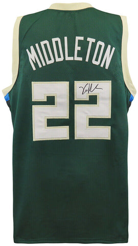 Khris Middleton Signed Green & Lite Gold Trim Custom Basketball Jersey (SS COA)