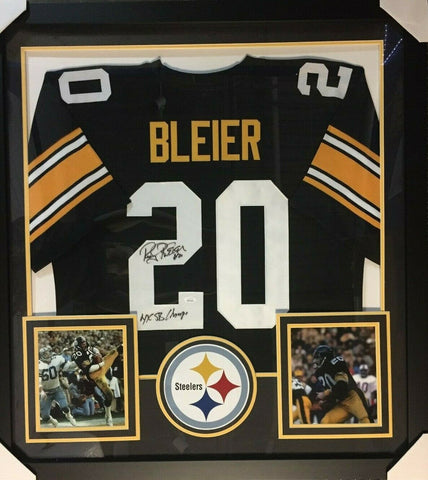 Rocky Bleier Signed Pittsburgh Steelers 36"x39" Framed Jersey (JSA COA) War Vet