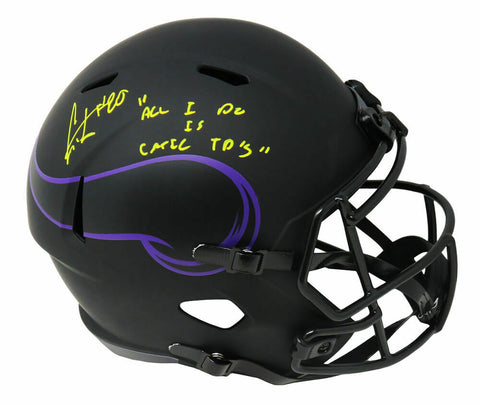 Cris Carter Signed Vikings Eclipse Speed F/S Replica Helmet w/Catch TD's - SS