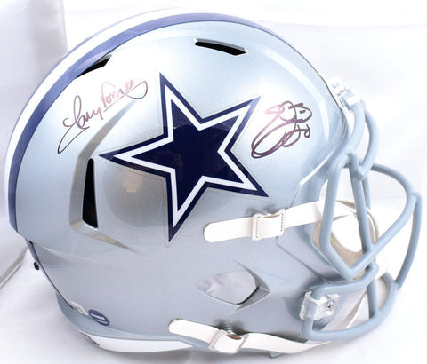 Tony Dorsett Emmitt Smith Autographed Cowboys F/S Speed Helmet-Beckett W Holo
