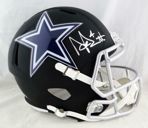 Dak Prescott Autographed Dallas Cowboys F/S Flat Black Helmet- Beckett Auth *S