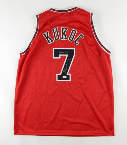 Toni Kukoc Signed Chicago Bulls Jersey Inscribed "HOF 21" (JSA COA) 3xNBA Champ