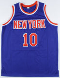 Walt Frazier Signed New York Knicks Jersey (PSA COA) 2xNBA Champion (1970,1973)