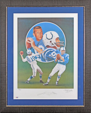 Colts Johnny Unitas Authentic Signed & Framed 18x24 Lithograph LE #12/500 BAS