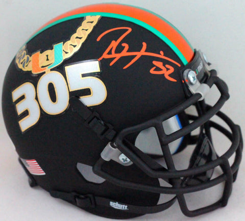 Ray Lewis Autographed Miami Hurricanes "305" Schutt Mini Helmet- Beckett W Auth