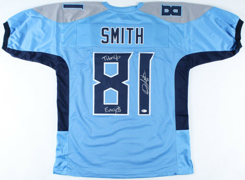 Jonnu Smith Signed Tennessee Jersey Inscribed "Titan Up" & "Easy $"(Beckett COA)