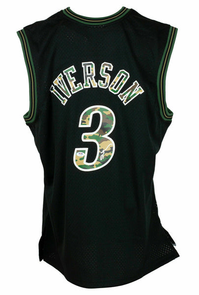 Allen Iverson Signed Philadelphia 76ers Black Camo M&N Basketball Jersey PSA/DNA