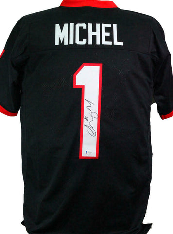 Sony Michel Autographed Black College Style Jersey - Beckett W *Black