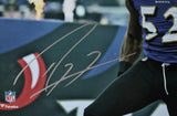 Ray Lewis Autographed Baltimore Ravens 8x10 Grunt Photo-Beckett W Hologram *Silv