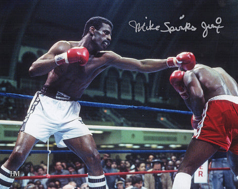 Michael Spinks Signed Boxing Punching Action 8x10 Photo w/Jinx - SS COA