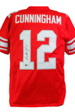Randall Cunningham Autographed Red College Style Jersey- Beckett W *Black